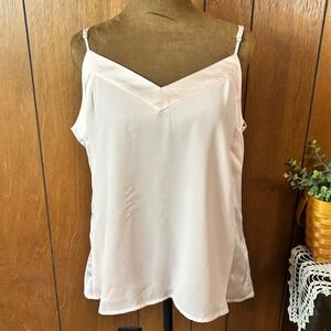 Banana Republic Petite V Neck Cami Top Pale Pink Polyester Size 12 Coquette